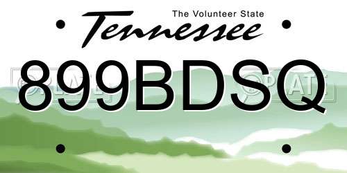 899BDSQ Tennessee License Plate