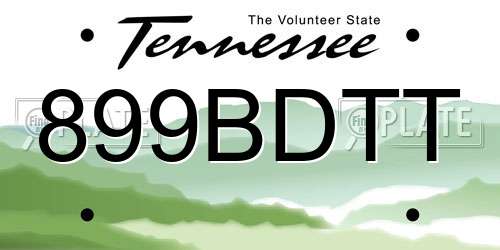 899BDTT Tennessee License Plate