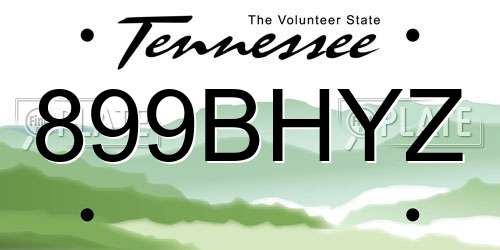 899BHYZ Tennessee License Plate