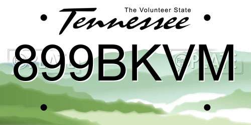 899BKVM Tennessee License Plate