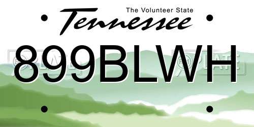 899BLWH Tennessee License Plate