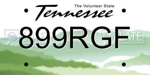 899RGF Tennessee License Plate