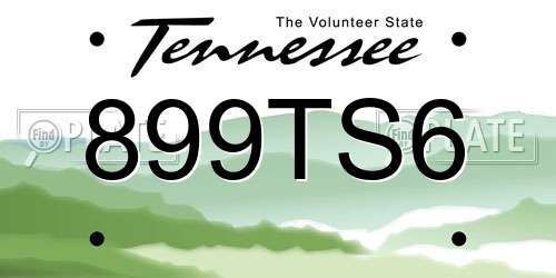 899TS6 Tennessee License Plate