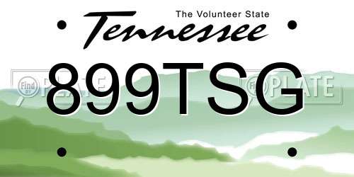 899TSG Tennessee License Plate