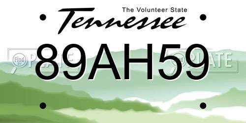 89AH59 Tennessee License Plate