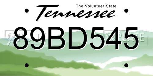 89BD545 Tennessee License Plate