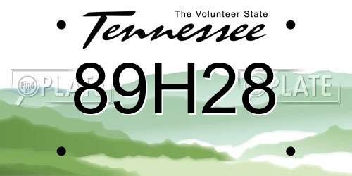 89H28 Tennessee License Plate