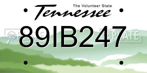 89IB247 Tennessee License Plate