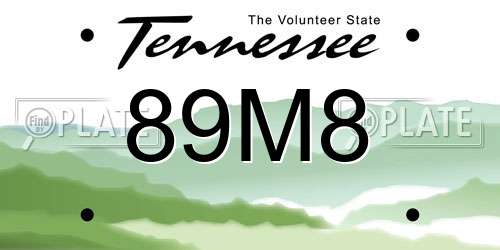 89M8 Tennessee License Plate
