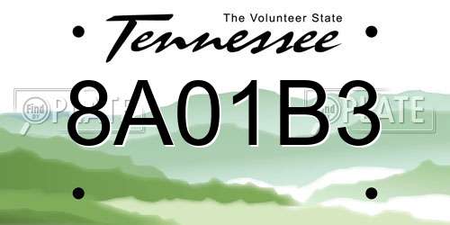 8A01B3 Tennessee License Plate