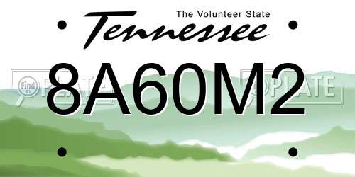 8A60M2 Tennessee License Plate