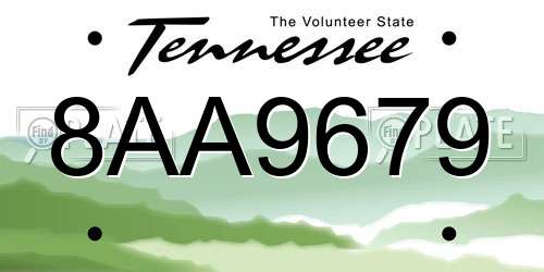 8AA9679 Tennessee License Plate