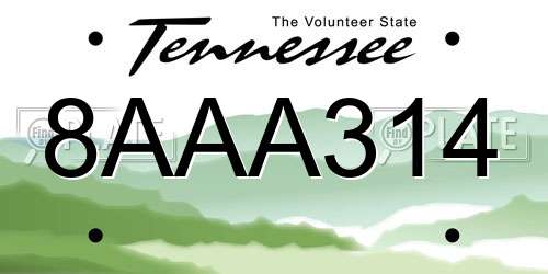 8AAA314 Tennessee License Plate