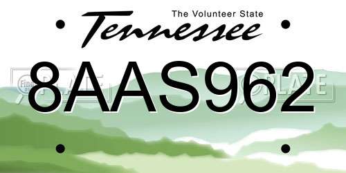 8AAS962 Tennessee License Plate