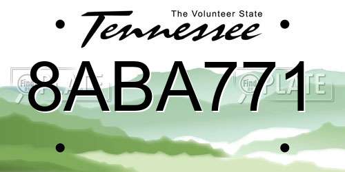 8ABA771 Tennessee License Plate