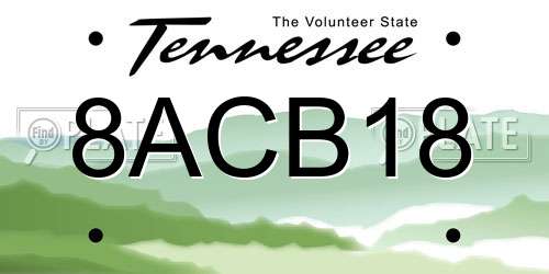 8ACB18 Tennessee License Plate