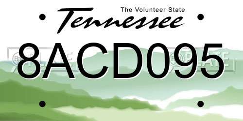 8ACD095 Tennessee License Plate