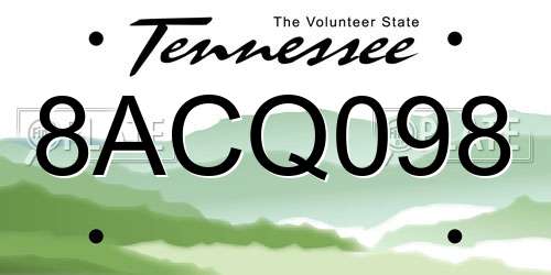 8ACQ098 Tennessee License Plate