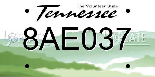 8AE037 Tennessee License Plate