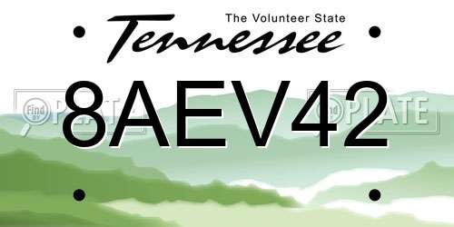 8AEV42 Tennessee License Plate
