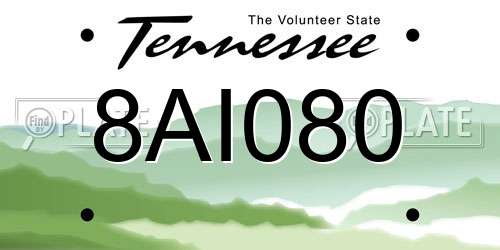 8AI080 Tennessee License Plate