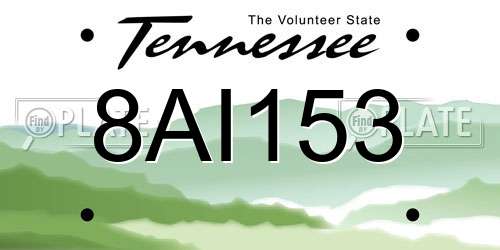 8AI153 Tennessee License Plate