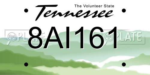 8AI161 Tennessee License Plate