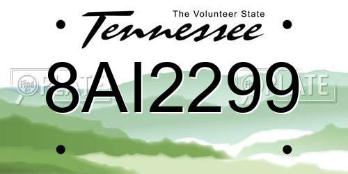8AI2299 Tennessee License Plate
