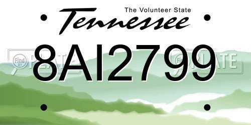 8AI2799 Tennessee License Plate