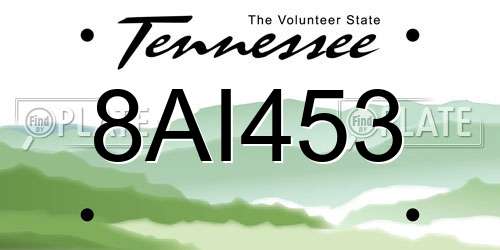 8AI453 Tennessee License Plate