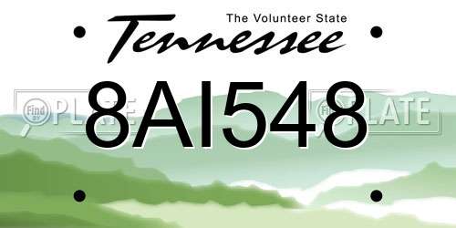 8AI548 Tennessee License Plate
