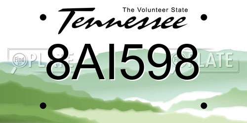 8AI598 Tennessee License Plate