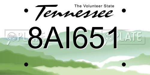 8AI651 Tennessee License Plate