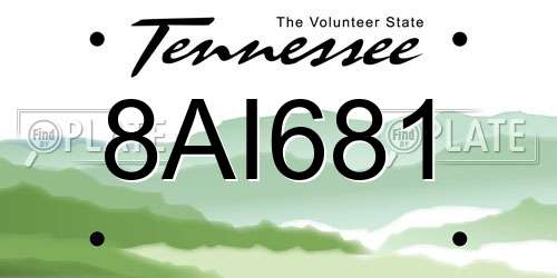8AI681 Tennessee License Plate