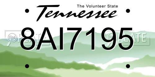 8AI7195 Tennessee License Plate