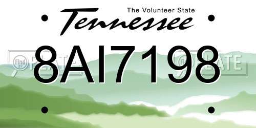 8AI7198 Tennessee License Plate