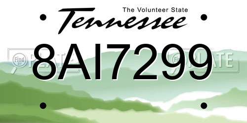 8AI7299 Tennessee License Plate
