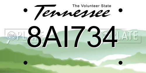 8AI734 Tennessee License Plate