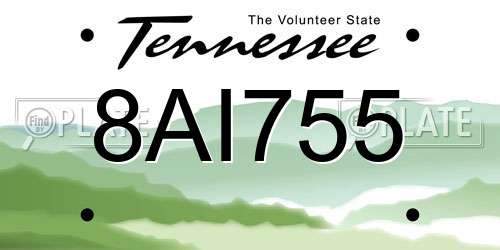8AI755 Tennessee License Plate