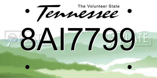 8AI7799 Tennessee License Plate