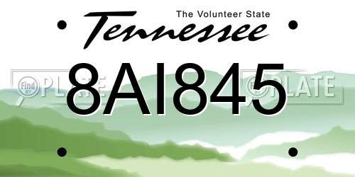 8AI845 Tennessee License Plate