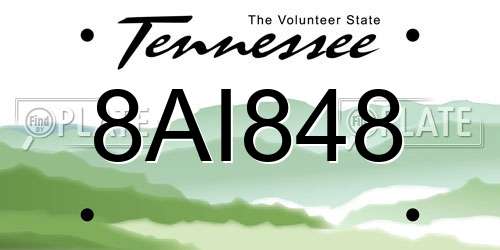 8AI848 Tennessee License Plate