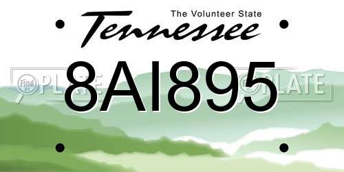 8AI895 Tennessee License Plate