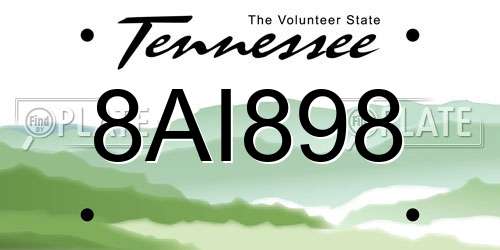 8AI898 Tennessee License Plate