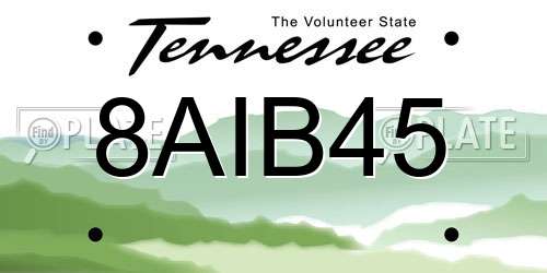 8AIB45 Tennessee License Plate