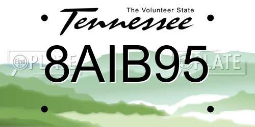 8AIB95 Tennessee License Plate