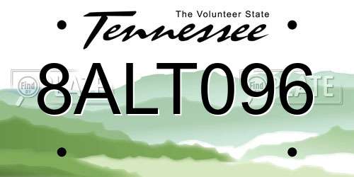 8ALT096 Tennessee License Plate