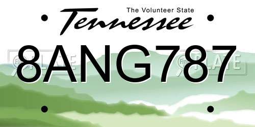 8ANG787 Tennessee License Plate