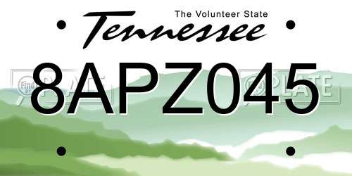 8APZ045 Tennessee License Plate