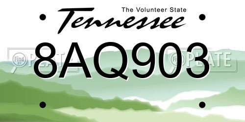 8AQ903 Tennessee License Plate